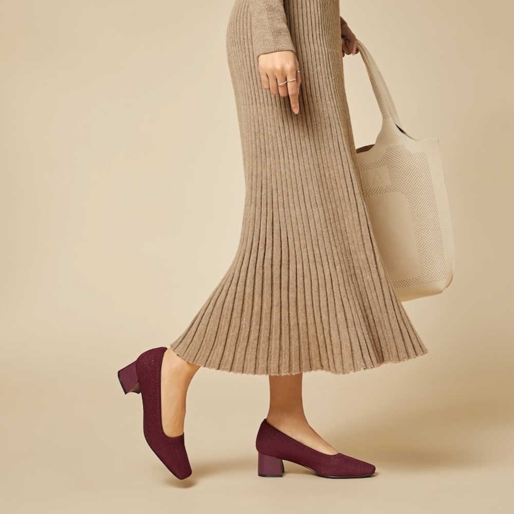 Women’s Low Block Heel Pumps in Deep Berry Burgundy